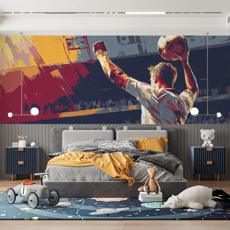 Victory Stadium Abstract Mural Wallpaper — Expressive Brushwork Mural Wallpaper