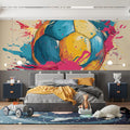 Abstract Soccer Ball Mural Wallpaper with Splatter Paint Motifs Mural Wallpaper - pure wallpaper artwork