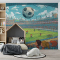 Cartoon Soccer Stadium Panorama Mural Wallpaper — Whimsical Sport Art Mural Wallpaper - pure wallpaper artwork