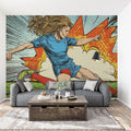 Female Soccer Player Comic Art Mural Wallpaper — Pop Art Action Mural Wallpaper - pure wallpaper artwork