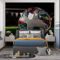 Abstract Soccer Ball Night Match Mural Wallpaper — Sport Art Mural Wallpaper - pure wallpaper artwork