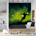 Neon Soccer Silhouette Mural Wallpaper — Electric Smoke Aesthetic Mural Wallpaper - pure wallpaper artwork