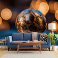 Golden Soccer Ball Bokeh Mural Wallpaper — Cinematic Sport Design Mural Wallpaper - pure wallpaper artwork