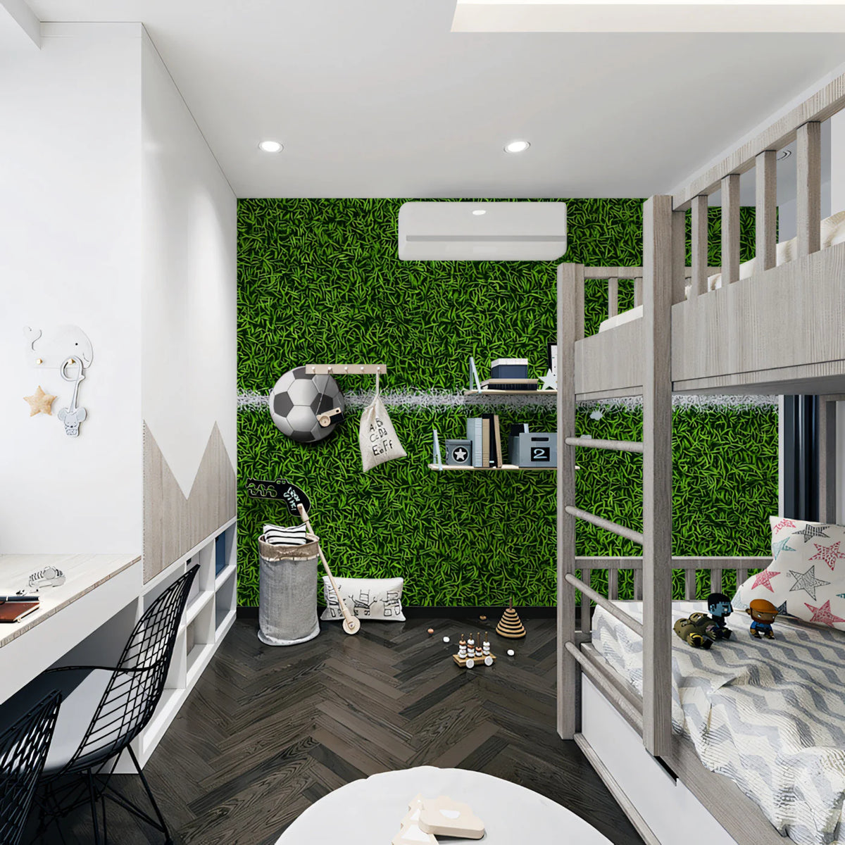 Soccer Pitch Field Mural Wallpaper — Sporty Graphic Minimalist Mural Wallpaper - pure wallpaper artwork