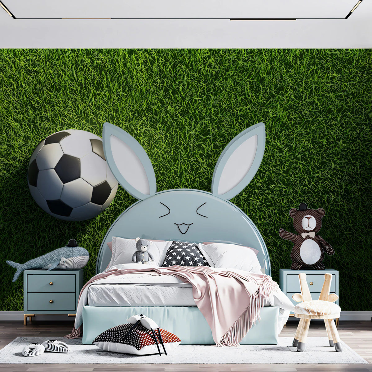 Soccer Pitch Grass Mural Wallpaper — Realistic Field Close-up Mural Wallpaper - pure wallpaper artwork