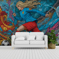 Psychedelic Soccer Action Mural Wallpaper — High-Energy Athletic Art Mural Wallpaper - pure wallpaper artwork