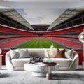 Empty Stadium Red Seating Mural Wallpaper — Athletic Geometry Mural Wallpaper - pure wallpaper artwork