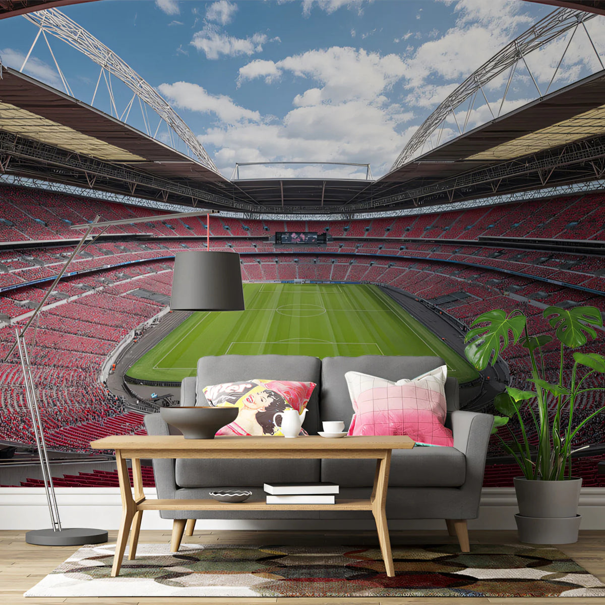 Panoramic Stadium Seating Mural Wallpaper —Sports Arena View Mural Wallpaper - pure wallpaper artwork