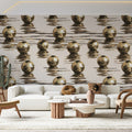 Metallic Gold Soccer Ball Pattern Mural Wallpaper — Luxe Liquid Mural Wallpaper - pure wallpaper artwork
