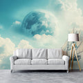 Celestial Sailing Ship Mural Wallpaper — Surreal Sky Cloud Scenery Mural Wallpaper - pure wallpaper artwork