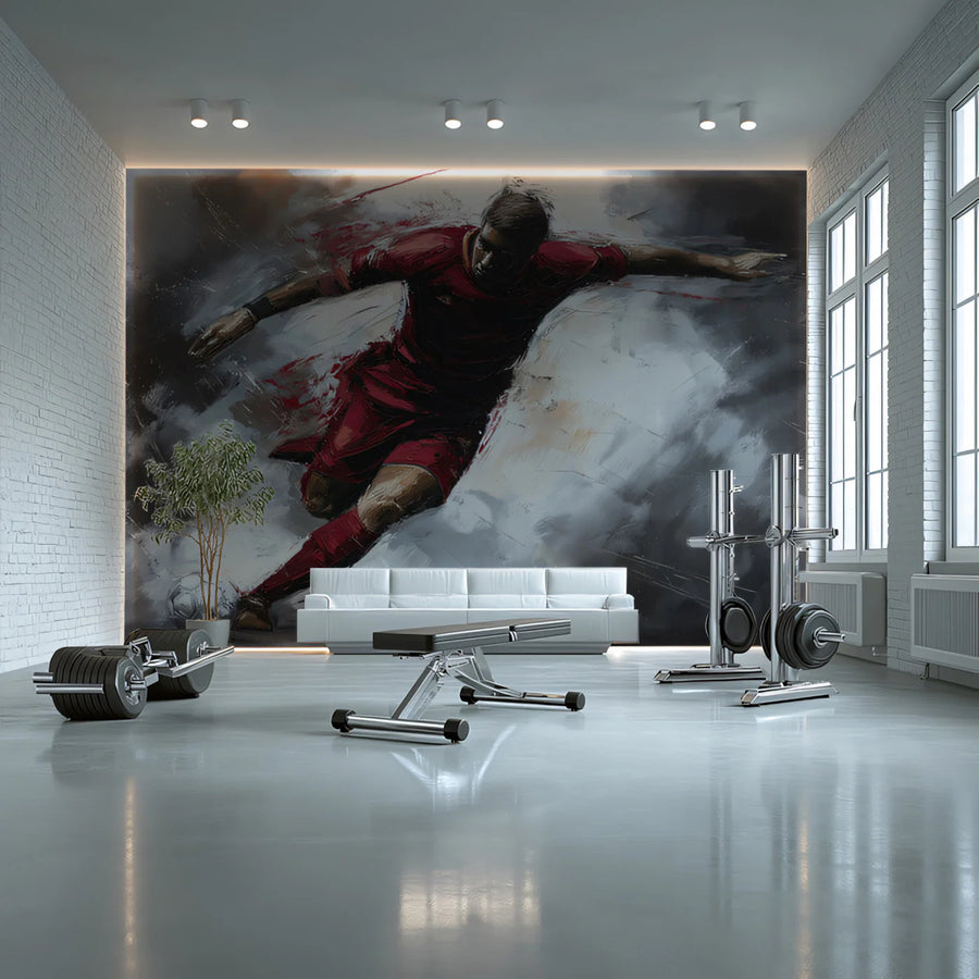 Dynamic Soccer Action Mural Wallpaper — Expressionist Athletic Art Mural Wallpaper
