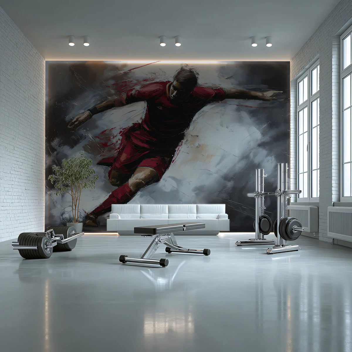 Dynamic Soccer Action Mural Wallpaper — Expressionist Athletic Art Mural Wallpaper - pure wallpaper artwork