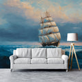 Tall Ship at Sea Mural Wallpaper — Oil Painting Nautical Design Mural Wallpaper - pure wallpaper artwork