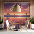 Surfer Sunset Reflection Mural Wallpaper — Vibrant Beach Horizon Mural Wallpaper - pure wallpaper artwork
