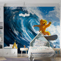 Surfing Teddy Bear Mural Wallpaper — Whimsical Ocean Adventure Mural Wallpaper - pure wallpaper artwork