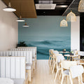 Misty Ocean Wave Mural Wallpaper — Calm Teal Seascape Mural Wallpaper - pure wallpaper artwork