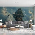 Flying Galleon Fantasy Mural Wallpaper — Epic Sky Adventure Mural Wallpaper - pure wallpaper artwork