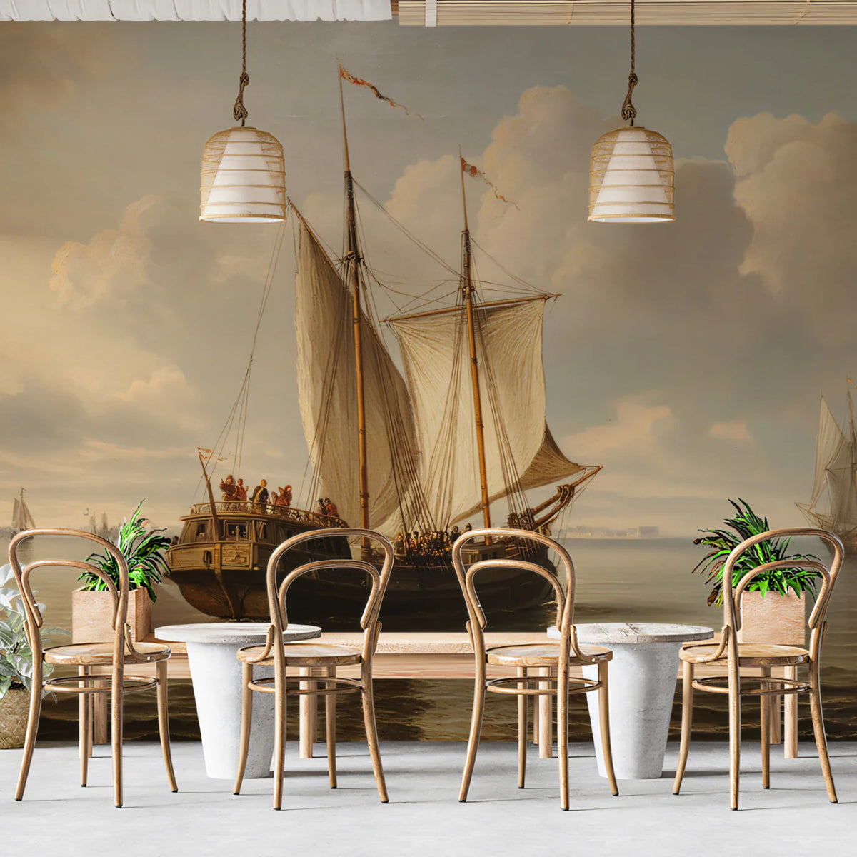 Dutch Golden Age Seascape Mural Wallpaper — Oil Painting Aesthetic Mural Wallpaper - pure wallpaper artwork