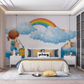 Rainbow Painter Fantasy Mural Wallpaper — Whimsical Children's Art Mural Wallpaper - pure wallpaper artwork