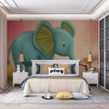 Elephant and Girl Dandelion Field Mural Wallpaper — Whimsical Decor Mural Wallpaper - pure wallpaper artwork