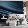 Fluid Silk Waves Mural Wallpaper — Dark Navy Abstract Decor Mural Wallpaper - pure wallpaper artwork