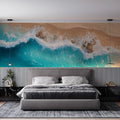 Aerial Ocean Waves and Sand Mural Wallpaper — Coastal Art Mural Wallpaper - pure wallpaper artwork