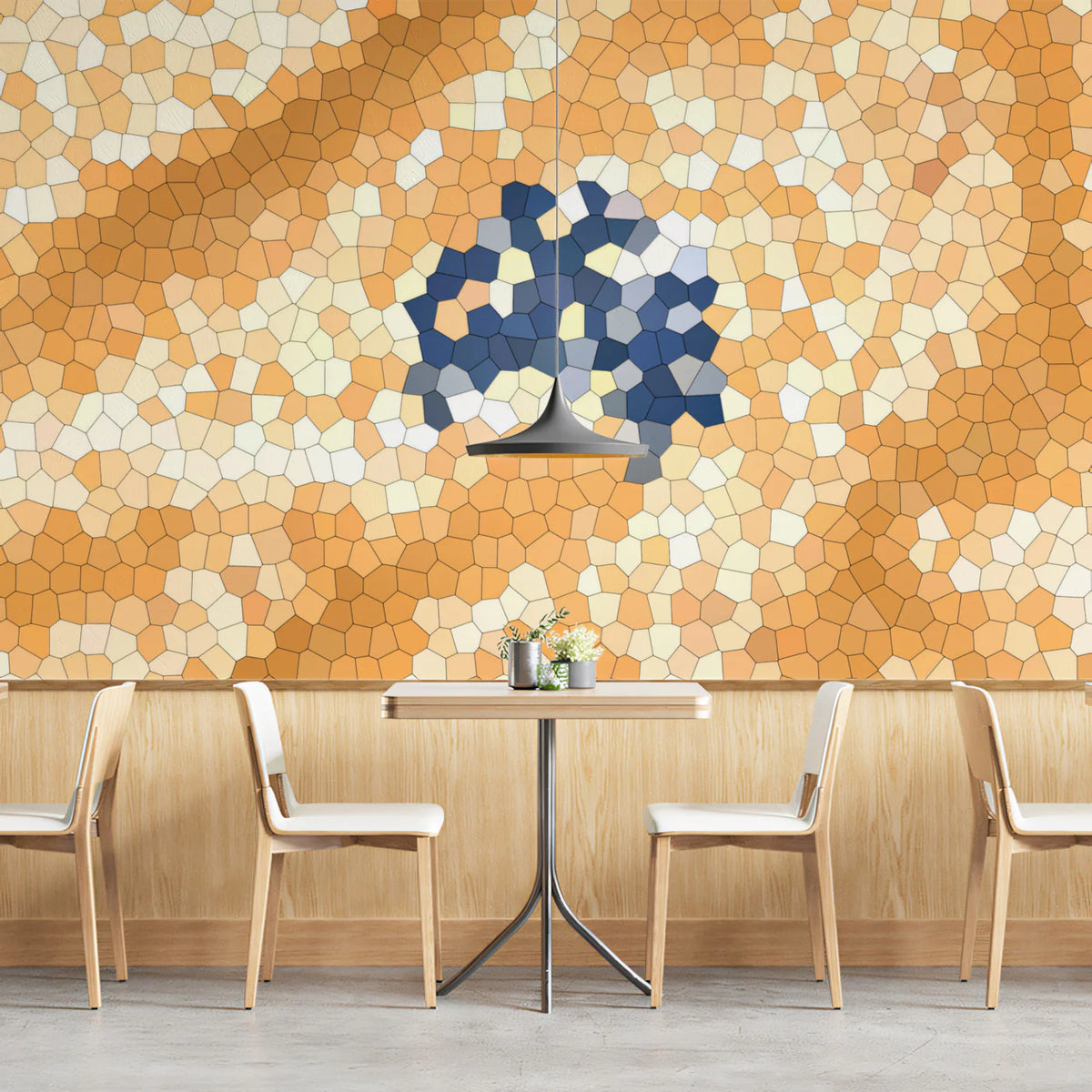 Stained Glass Mosaic Mural Wallpaper — Warm Amber Geometric Design Mural Wallpaper - pure wallpaper artwork