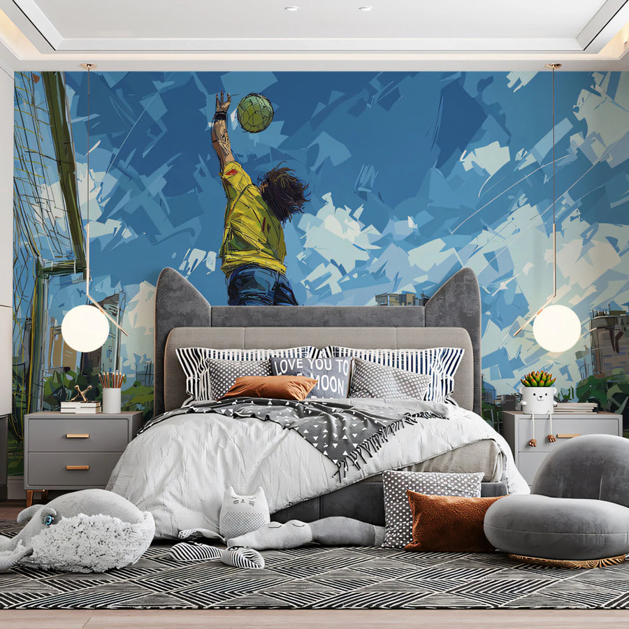 Goalkeeper Action Mural Wallpaper — Expressionist Urban Sport Design Mural Wallpaper