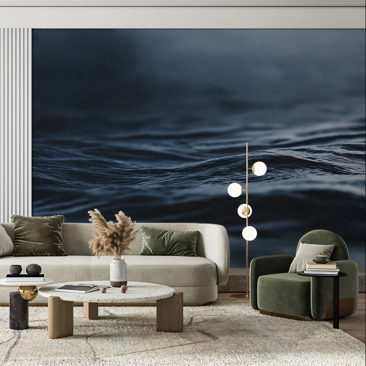 Midnight Ocean Wave Mural Wallpaper —Moody Cinematic Seascape Mural Wallpaper - pure wallpaper artwork