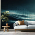 Abstract Fluid Wave Mural Wallpaper — Modern Dark Teal Seascape Mural Wallpaper - pure wallpaper artwork