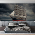 Full-Rigged Ship Stormy Sea Mural Wallpaper — Cinematic Marine Art Mural Wallpaper - pure wallpaper artwork