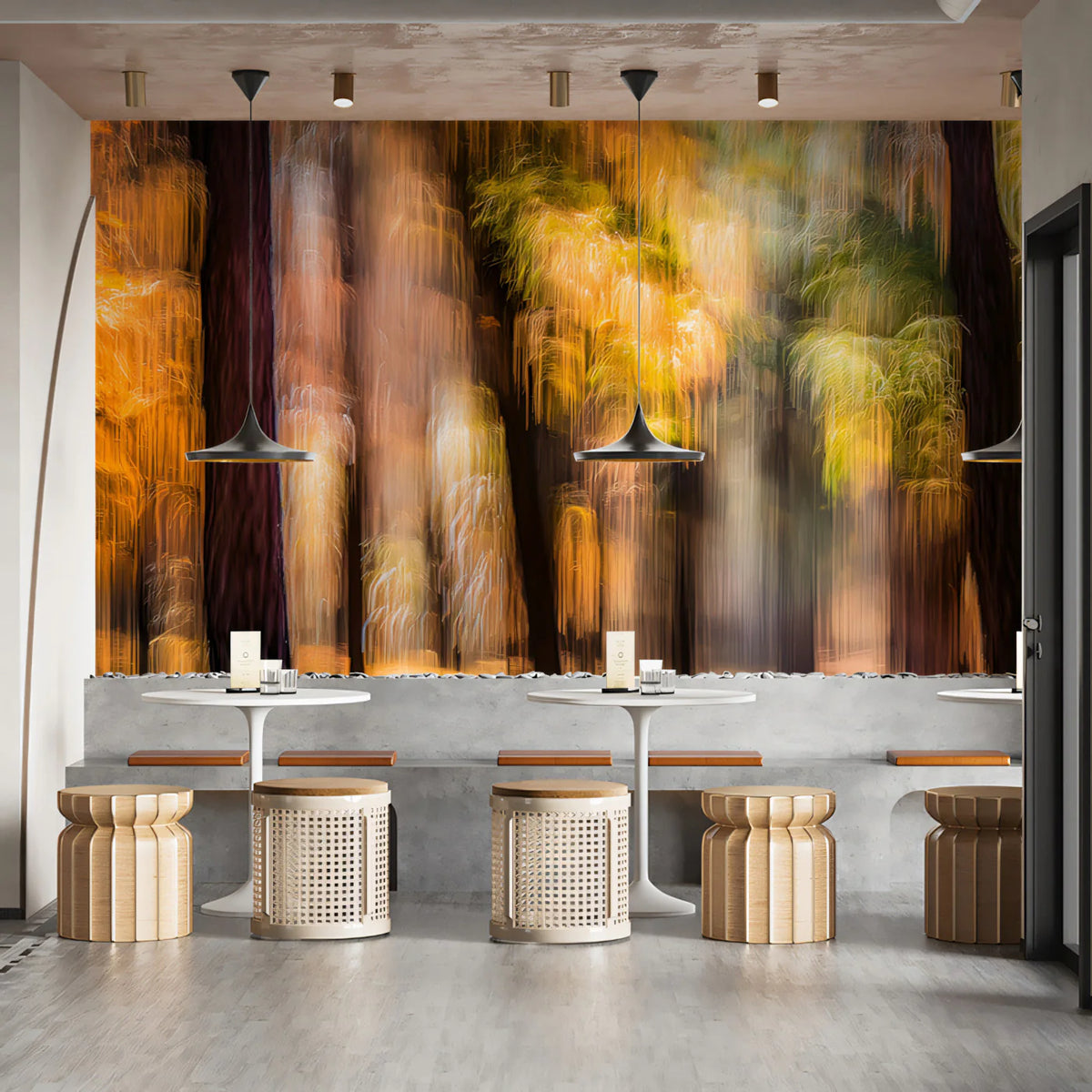 Autumn Forest Motion Blur Mural Wallpaper — Ethereal Woodland Art Mural Wallpaper - pure wallpaper artwork