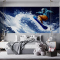 Snowboarder Action Mural Wallpaper — Expressionist Mountain Art Mural Wallpaper - pure wallpaper artwork