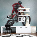 Motocross Air Jump Mural Wallpaper — Dynamic Oil Painting Style Mural Wallpaper - pure wallpaper artwork