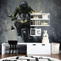 High-Speed Racer Oil Painting Mural Wallpaper — Dynamic Artistic Mural Wallpaper - pure wallpaper artwork