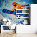 Snowboarder Jump Oil Painting Mural Wallpaper — Expressionist Art Mural Wallpaper - pure wallpaper artwork