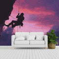 Climber Silhouette Sunset Mural Wallpaper — Oil Paint Artistic Mural Wallpaper - pure wallpaper artwork