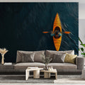 Solo Kayaker Oil Painting Mural Wallpaper — Expressive Water Motion Mural Wallpaper - pure wallpaper artwork