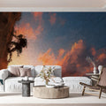 Climber Sunset Oil Painting Mural Wallpaper — Impressionist Adventure Mural Wallpaper - pure wallpaper artwork