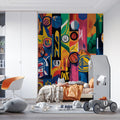 Basketball Collage Mural Wallpaper — Vibrant Pop Art Pattern Mural Wallpaper - pure wallpaper artwork