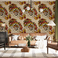 Eastern Dragon Folk Art Mural Wallpaper — Vibrant Mythical Motif Mural Wallpaper - pure wallpaper artwork