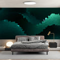 Deep Teal Geometric Mosaic Mural Wallpaper — Moody Abstract Design Mural Wallpaper - pure wallpaper artwork