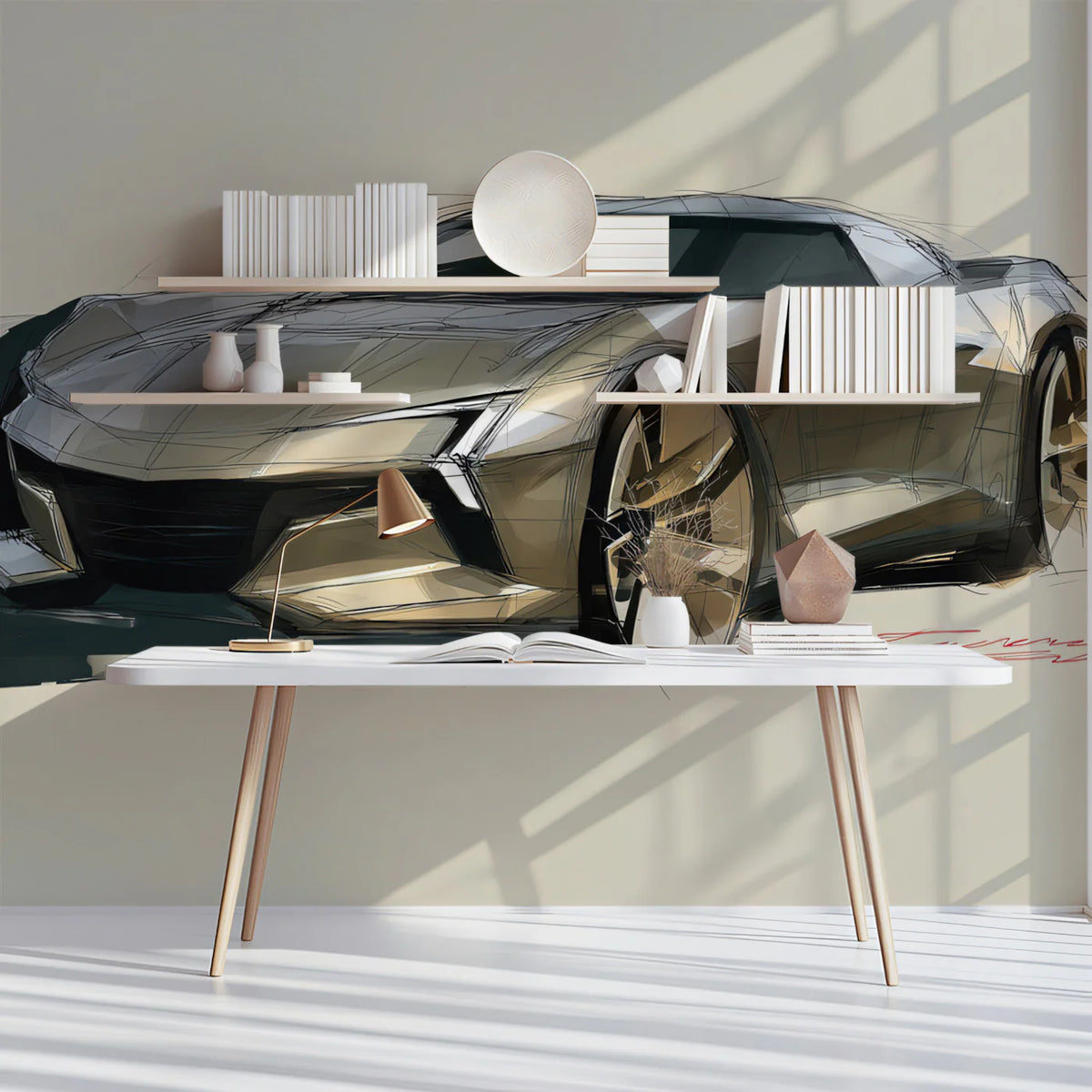 Automotive Concept Sportscar Sketch Mural Wallpaper - pure wallpaper artwork