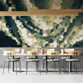 Abstract Geometric Mosaic Mural Wallpaper — Dark Teal and Ochre Mural Wallpaper - pure wallpaper artwork