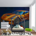 Impressionist Sports Car Mural Wallpaper — Vibrant Artistic Energy Mural Wallpaper - pure wallpaper artwork