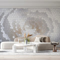 Swirling Hexagon Mosaic Mural Wallpaper — Minimalist Geometric Mural Wallpaper - pure wallpaper artwork
