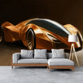 Copper Hypercar Oil Painting Mural Wallpaper — Sleek Modern Art Mural Wallpaper - pure wallpaper artwork