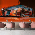 Concept Car Sketch Mural Wallpaper — Dynamic Industrial Line Art Mural Wallpaper - pure wallpaper artwork