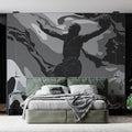 Basketball Dunk Abstract Mural Wallpaper — Monochrome Camo Design Mural Wallpaper - pure wallpaper artwork