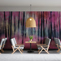 Abstract Magenta Forest Mural Wallpaper — Surreal Watercolor Landscape Mural Wallpaper - pure wallpaper artwork